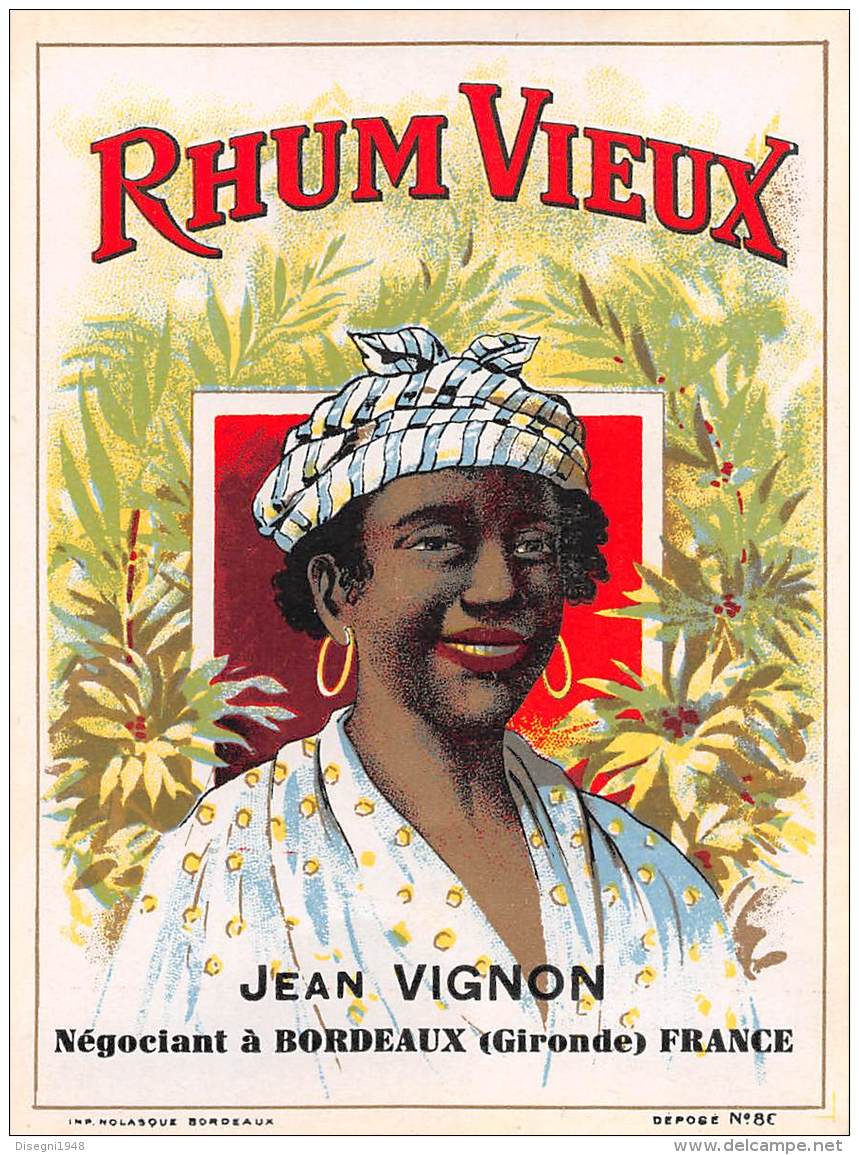 06573 "RHUM VIEUX - IEAN VIGNON NEGOCIANT A BORDEAUX  (GIRONDE) - FRANCE" ETICHETTA ORIG. - Rum