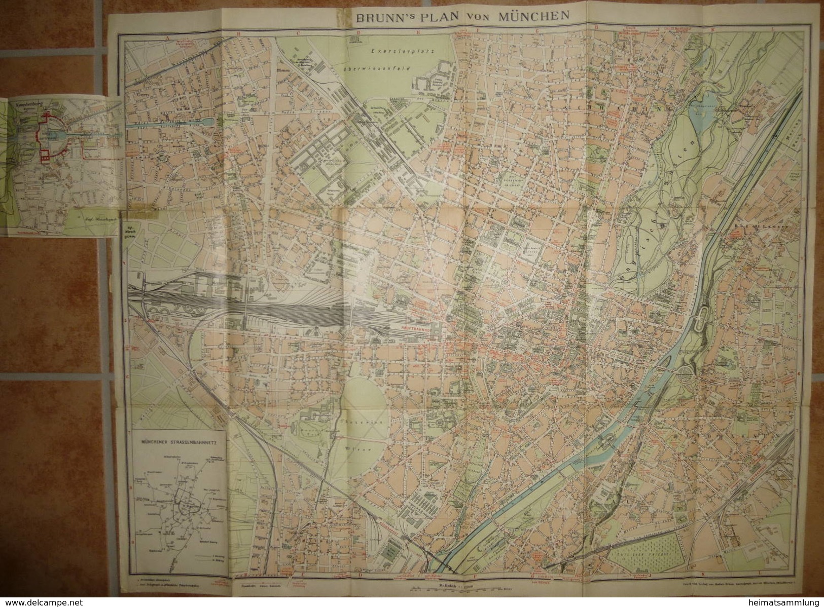 Brunn ' Plan Von München - Maßstab 1:12'500 - 54cm X 65cm - Strassenbahnnetz - Ohne Einband - Landkarten