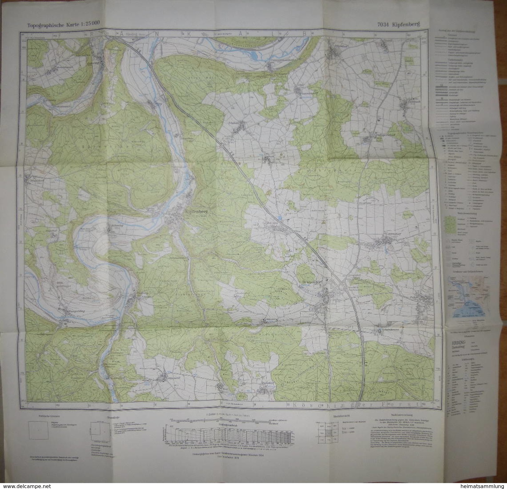 Kipfenberg 1976 - Topographische Karte 7034 - Normalausgabe Mit Waldflächen - Maßstab 1:25'000 59cm X 62cm - Topographische Karten