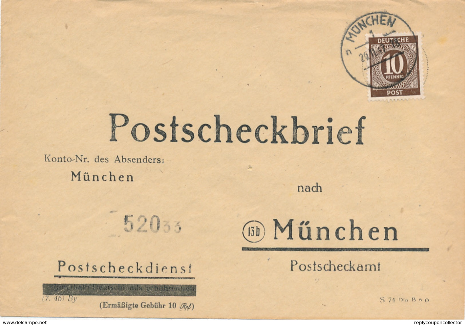 MÜNCHEN - 1947 , Postscheckbrief  Nach München  -  Big Letter, Dispatch = 4,20 EURO (normal Mail) - Autres & Non Classés