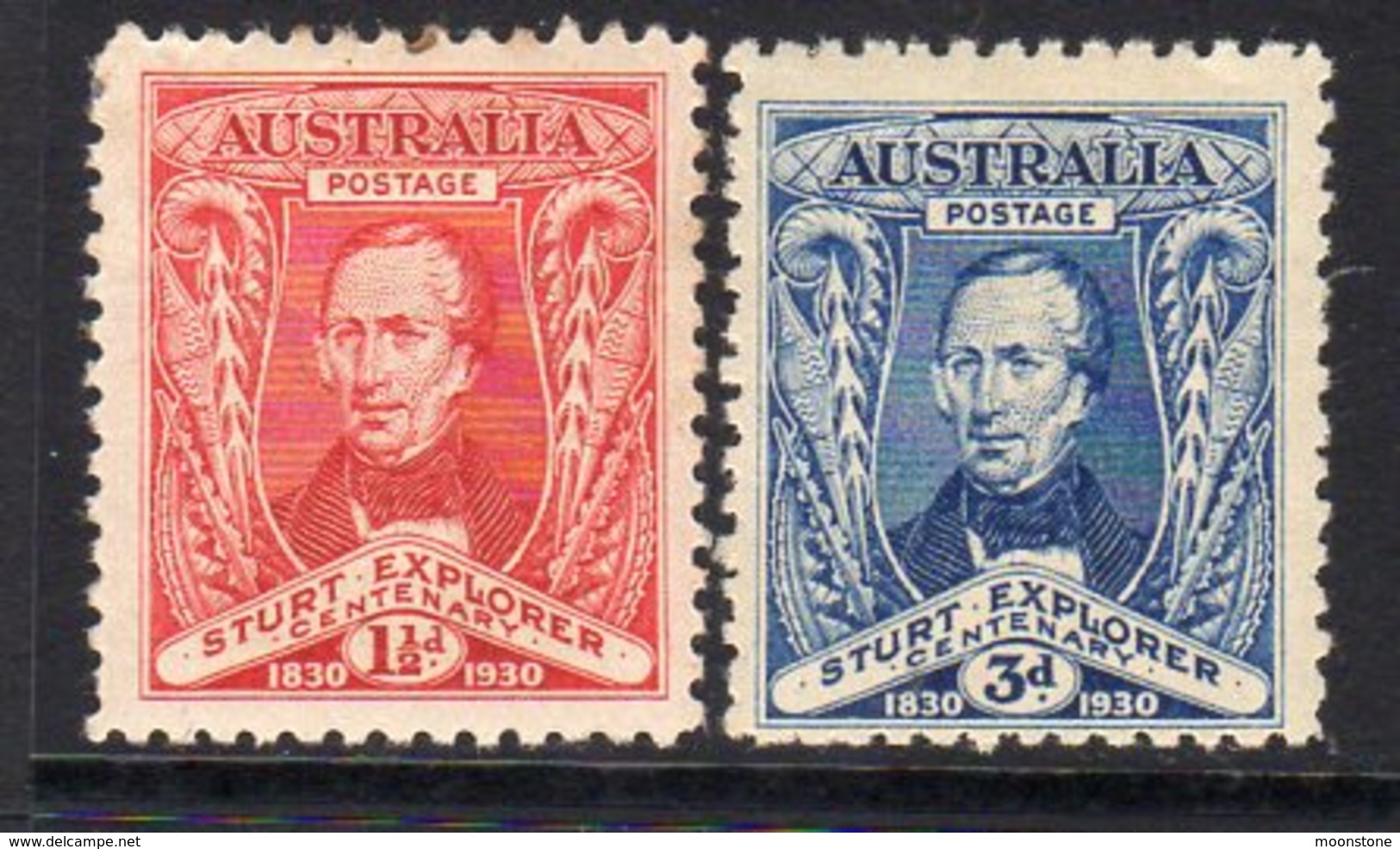 Australia 1930 Sturt Murray River Exploration Set Of 2, Hinged Mint (SG117/8) - Mint Stamps