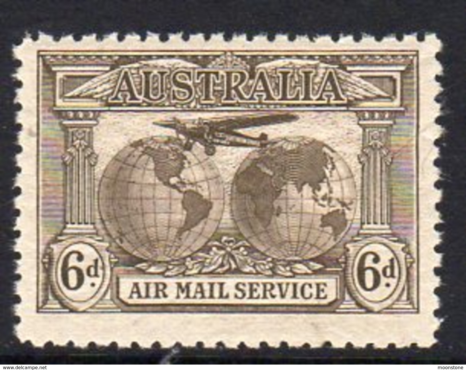 Australia 1931 'Air Mail Service' 6d Value, MNH, Gum Bends (SG139) - Mint Stamps