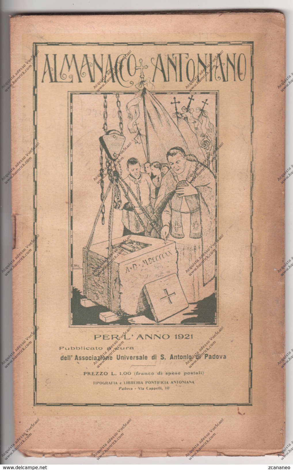 ALMANACCO ANTONIANO DEL 1921 EDITO DALL'ASSOCIAZIONE UNIVERSALE DI S. ANTONIO DI PADOVA - - Santini