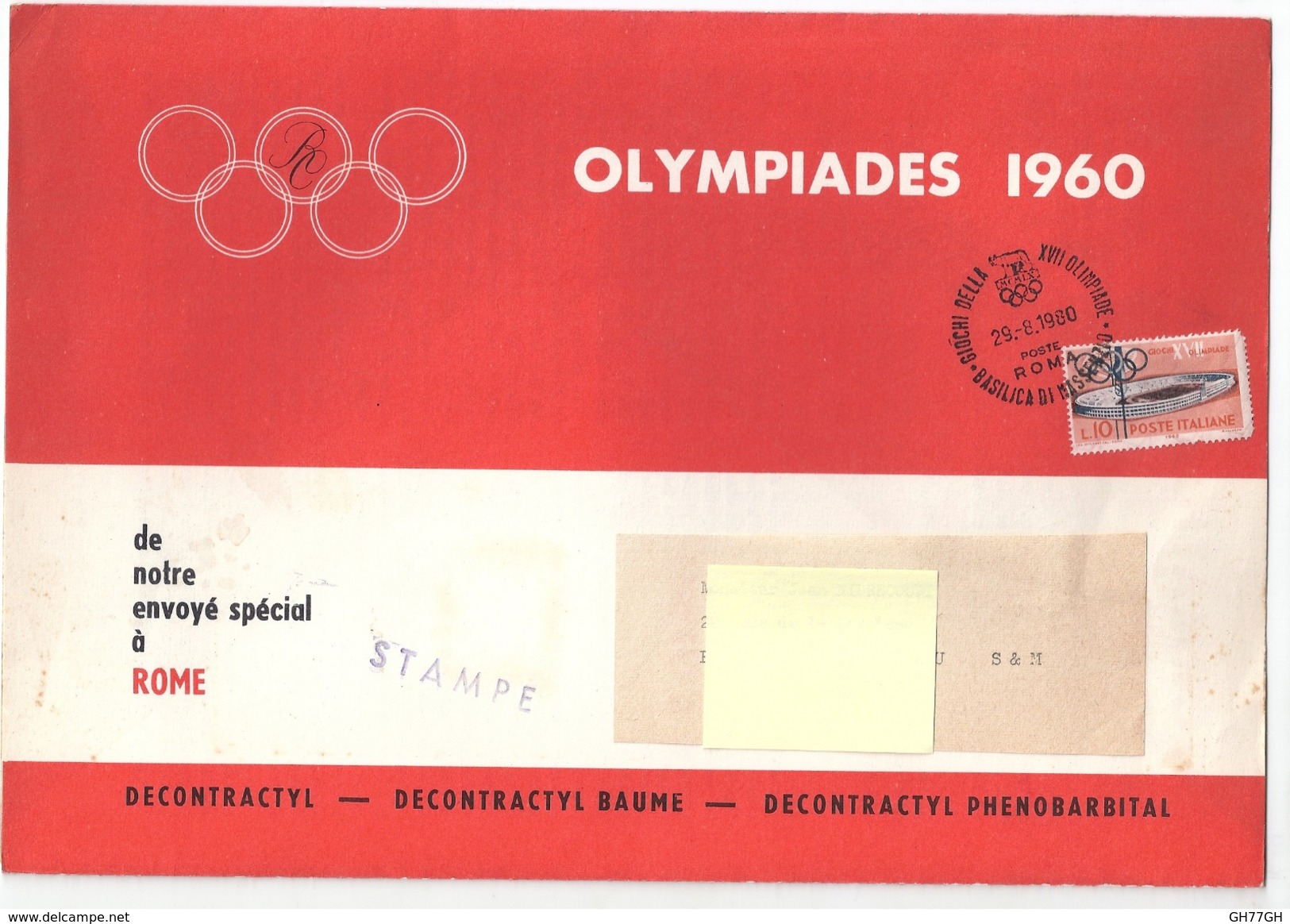 Olympiades 1960. Six Plaquettes De Correspondance "informations De Rome" Par "Publicat", Timbrées "decontractyl Baume" - Non Classés