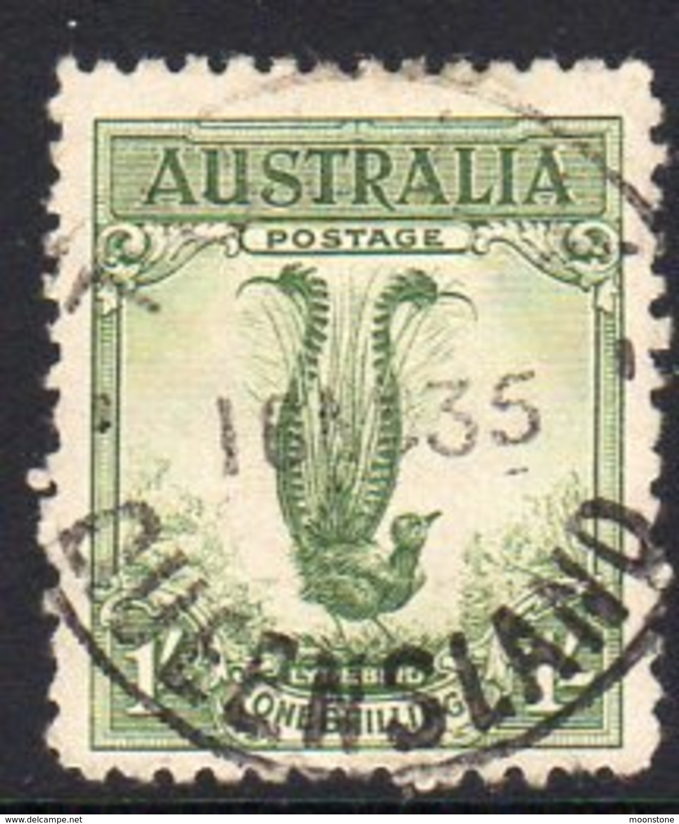 Australia 1932 Yellow-green Lyrebird 1/- Definitive, Used (SG140a) - Oblitérés