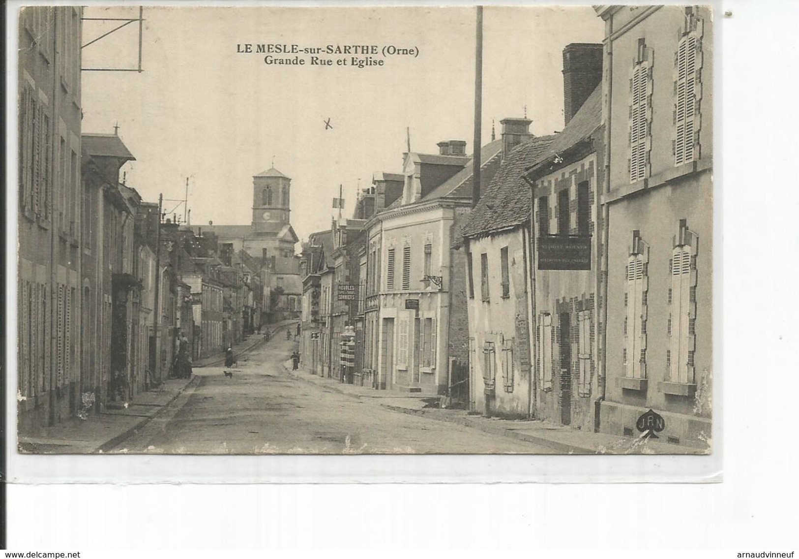 61-LE MELE SUR SARTHE GRANDE RUE ET EGLISE - Le Mêle-sur-Sarthe