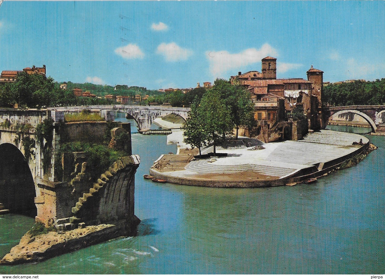 ROMA - ISOLA TIBERINA E PONTE ROTTO - VIAGGIATA 1975 - Fiume Tevere