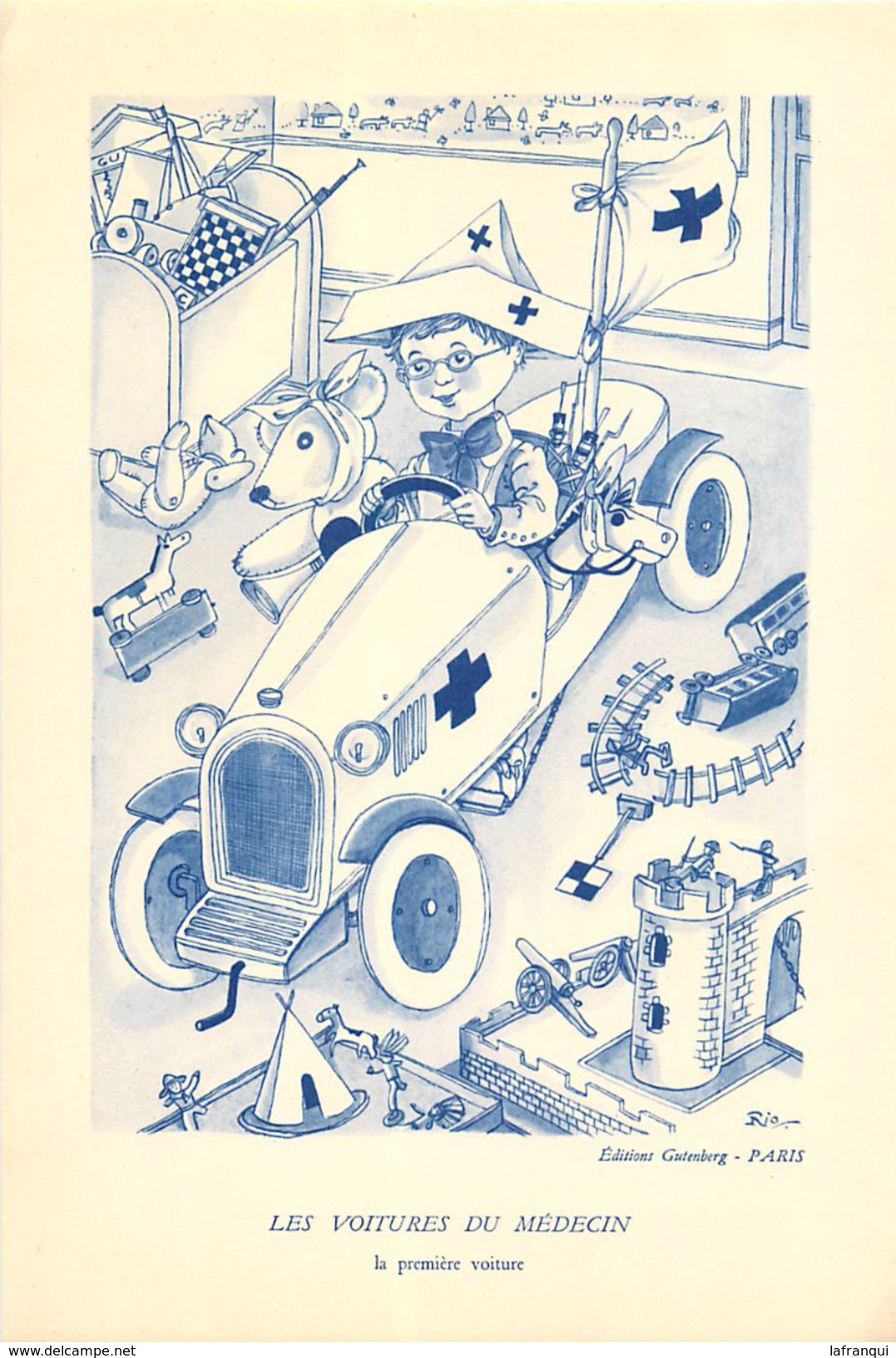 A175- Santé Medecine -les Voitures Du Medecin - 8 Dessins Originaux De Rio -illustrateur -theme Illustrateurs -voitures - Autos