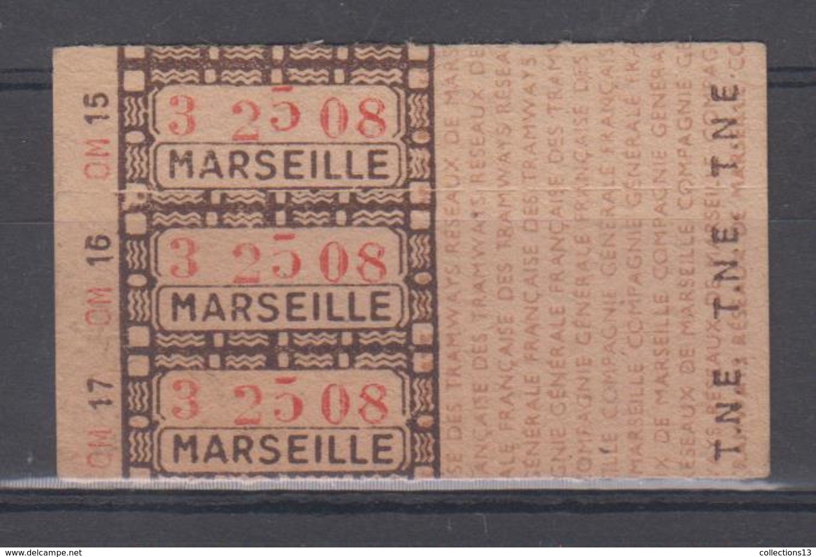 FRANCE - 3 Tickets Des Tramways Reseaux De Marseille - Europe