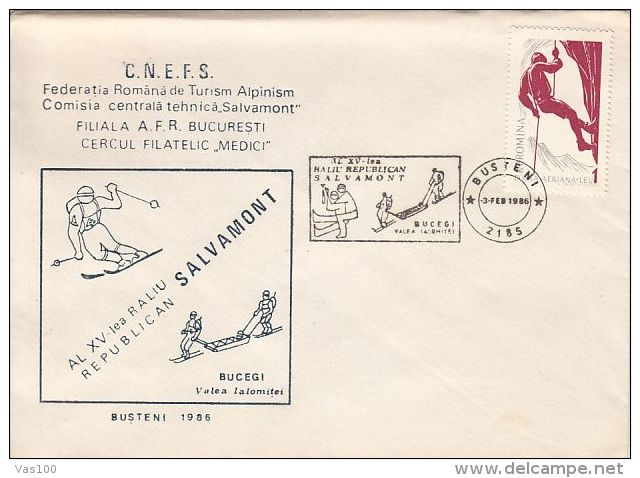 CLIMBING, MOUNTAIN RESCUE NATIONAL RALLY, SKIING, SPECIAL COVER, 1986, ROMANIA - Escalada