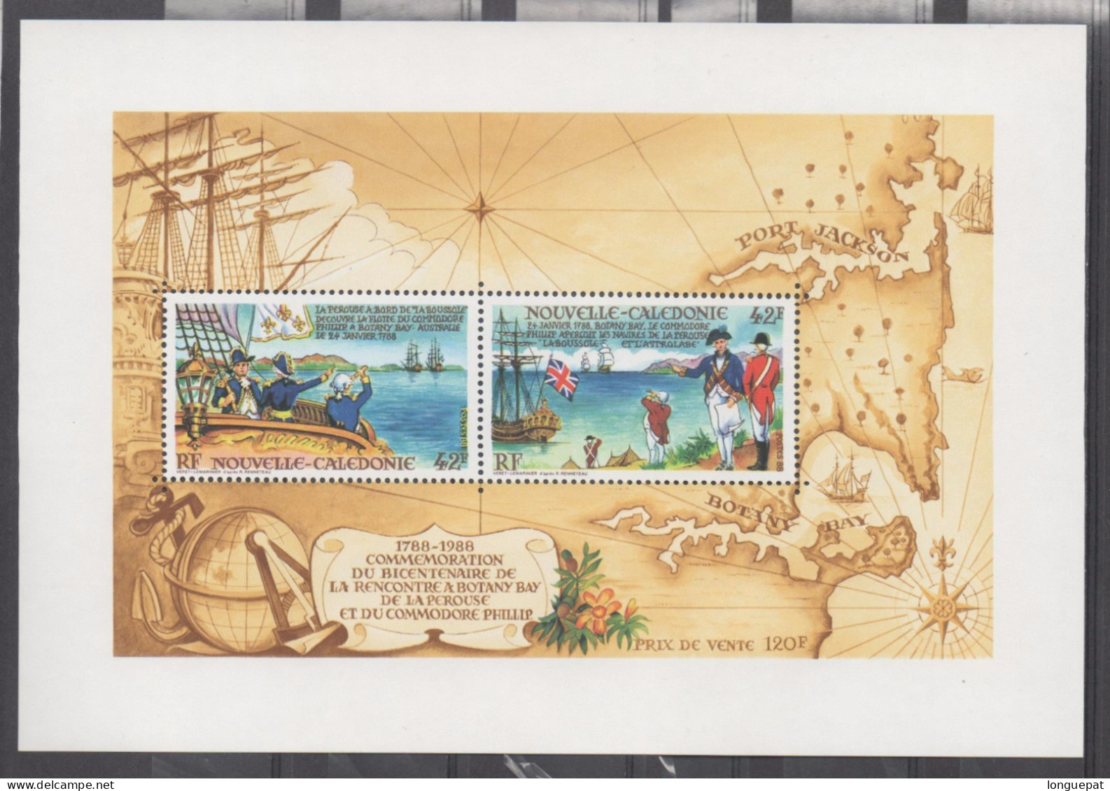 NOUVELLE-CALEDONIE -  200 Ans De La Rencontre De LA PEROUSE Et Du Commodore Philippe TYPES - "L'Astrolabe", "La Boussole - Blocchi & Foglietti