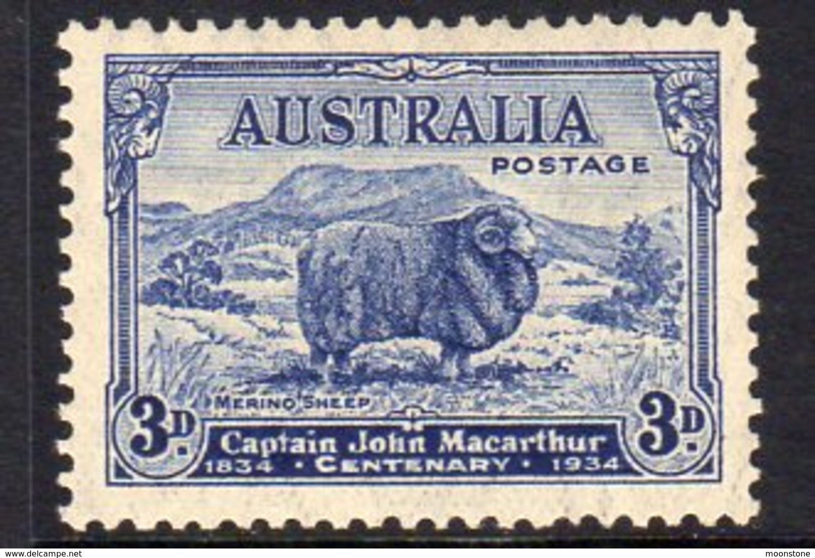 Australia 1934 Captain MacArthur 3d  Merino Sheep Value, Hinged Mint (SG151) - Mint Stamps