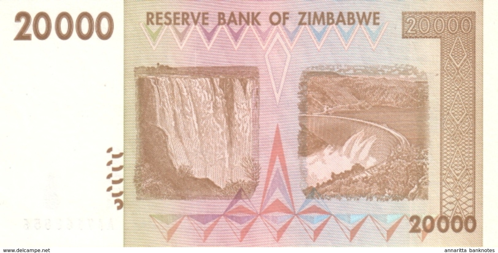 ZIMBABWE 20000 DOLLARS 2008 P-73 UNC   PLAIN PAPER [ZW164a] - Zimbabwe