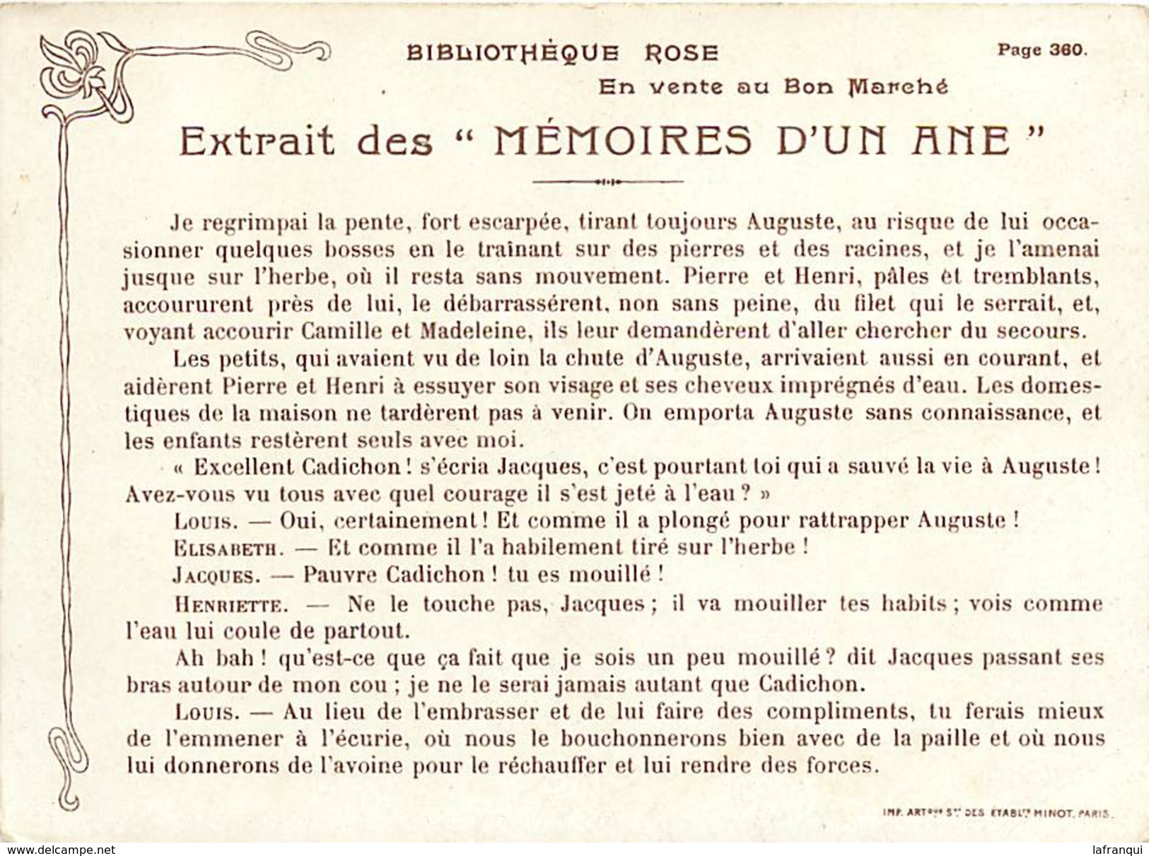 A207 - Chromo- Magasin Au Bon Marché - Memoires D Un Ane -dimensions: 16cms X 11,5cms - - Au Bon Marché