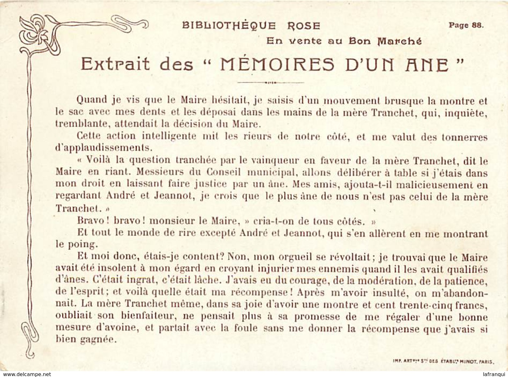 A209 - Chromo- Magasin Au Bon Marché - Memoires D Un Ane -dimensions: 16cms X 11,5cms - Chromo Bon Etat - - Au Bon Marché