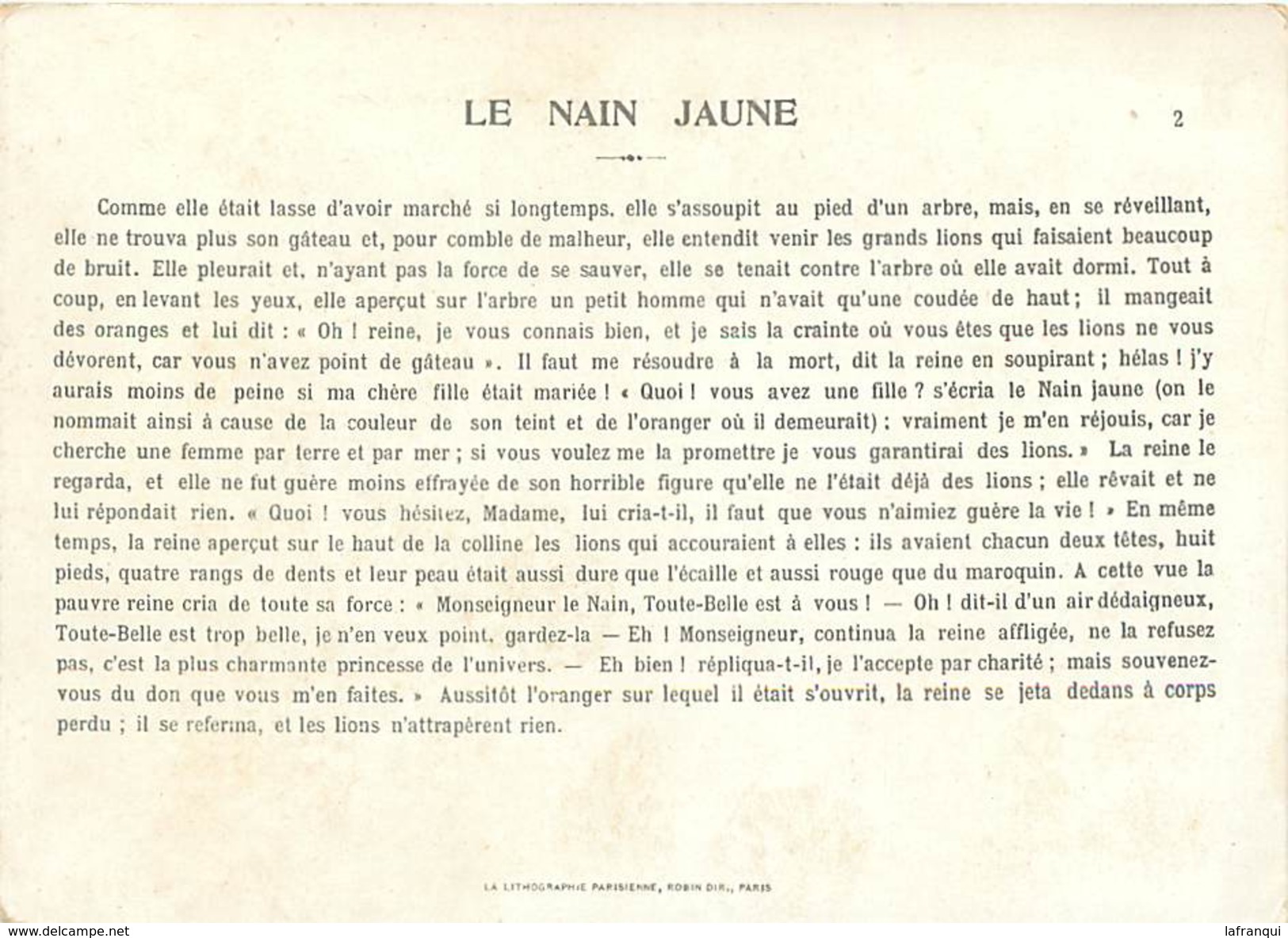 A213 - Chromo- Magasin Au Bon Marché -  Le Nain Jaune - /dimensions : 16cms X 11,5cms /- Chromo Bon Etat - - Au Bon Marché