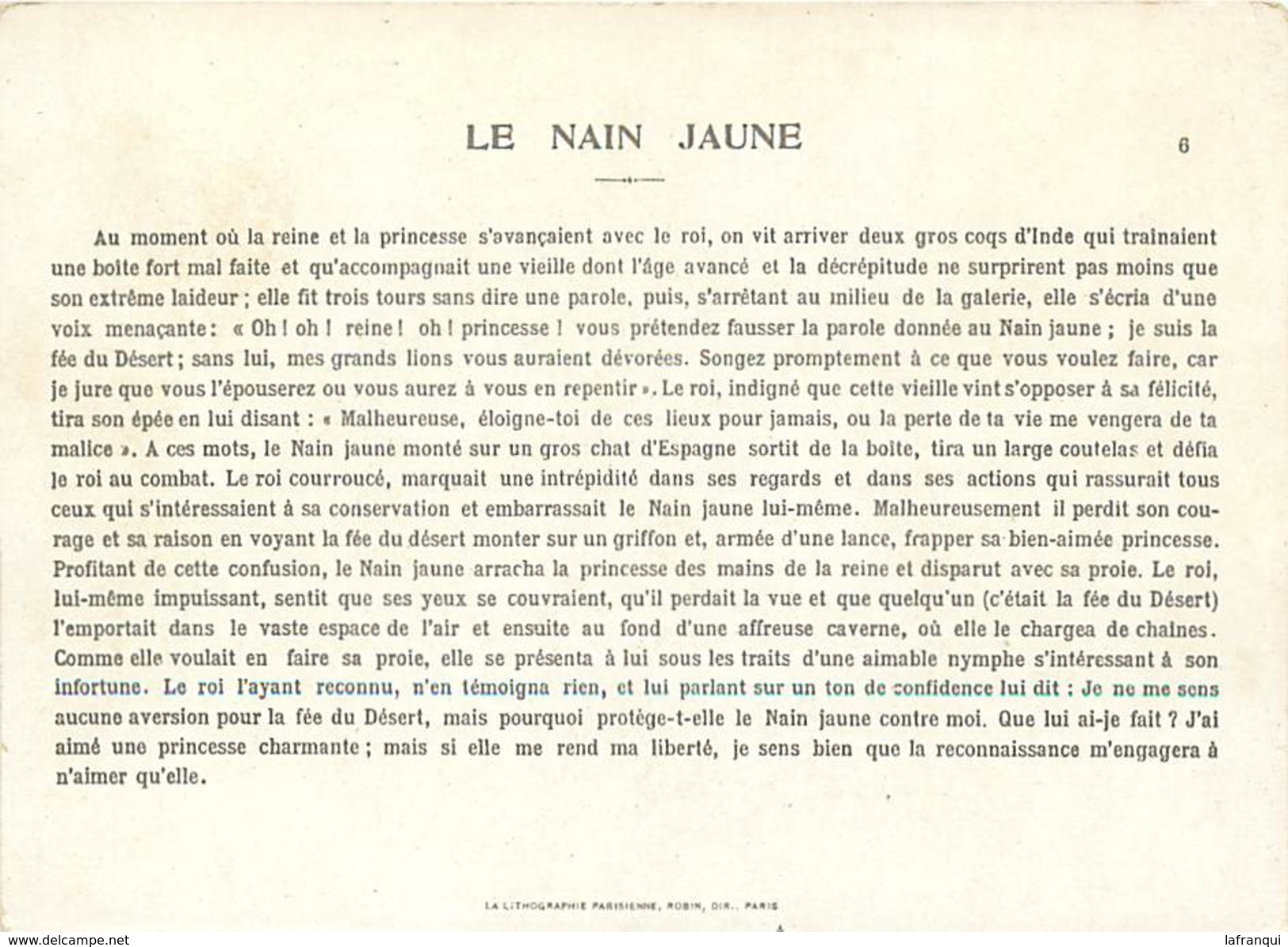 A214 - Chromo- Magasin Au Bon Marché -  Le Nain Jaune - /dimensions : 16cms X 11,5cms /- Chromo Bon Etat - - Au Bon Marché