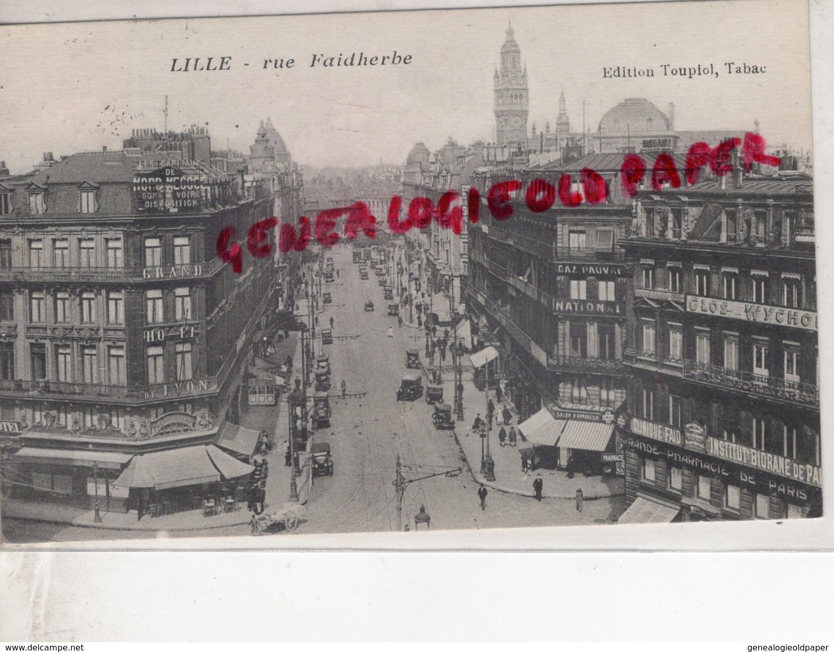 59 - LILLE - RUE FAIDHERBE - GRANDE PHARMACIE DE PARIS- GRAND HOTEL DE LYON-EDITEUR TOUPIOL TABAC - Lille