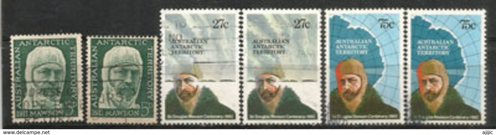 Explorateur Australien Douglas Mawson (Terra Nova Expedition 1910) , 6 Timbres Oblitérés, 1 ère Qualité. - Antarctische Expedities