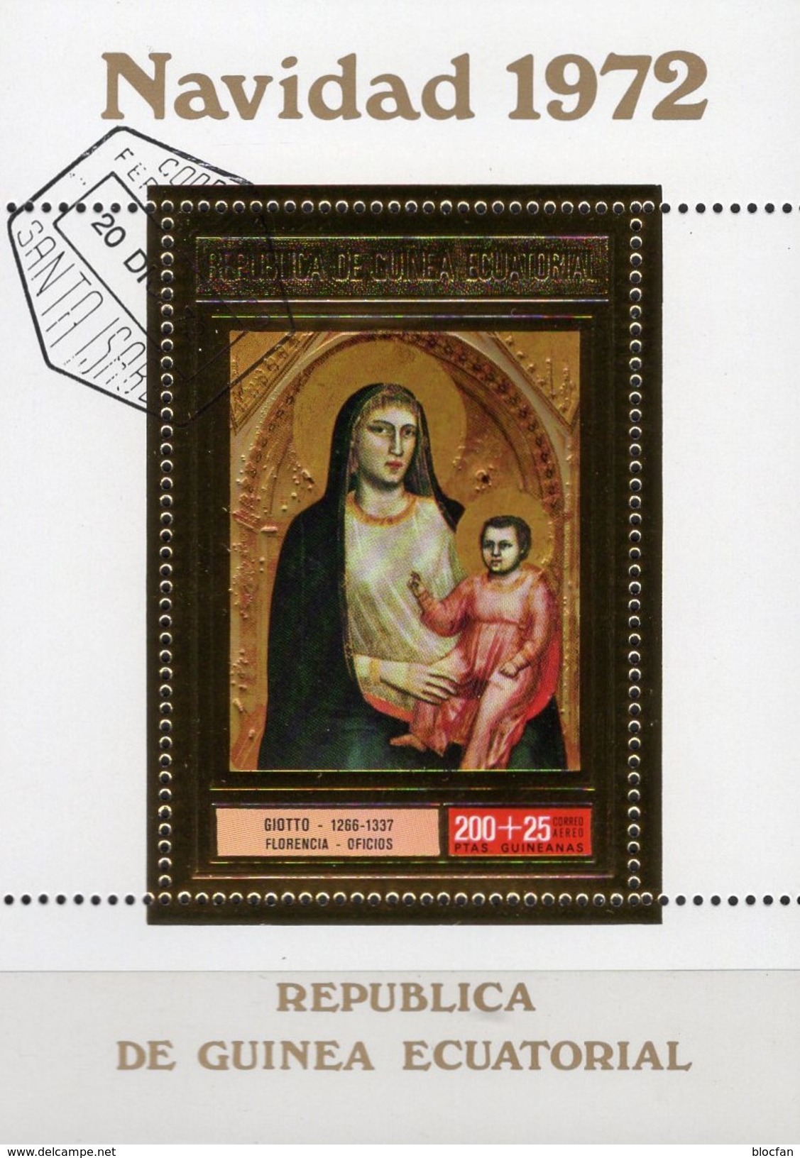 Christmas 1972 Äquatorial Guinea Block 44+47 O 8&euro; Gemälde Madonna Blocs Ms Gold Art Sheets Bf Ecuator.Africa Ss - Gemälde