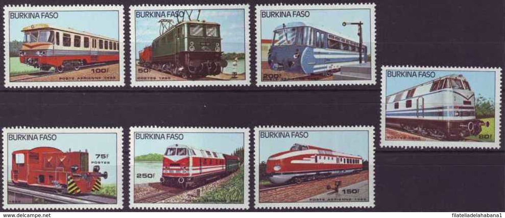 F-EX3385 BURKINA FASO COMPLETE SET MNH 1985 RAILROAD RAYLWAYS TRAIN LOCOMOTIVE. FERROCARRIL. TREN. LOCOMOTORA. - Burkina Faso (1984-...)