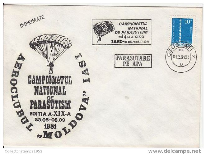 54670- NATIONAL PARACHUTTING CHAMPIONSHIP, SPECIAL COVER, 1981, ROMANIA - Fallschirmspringen