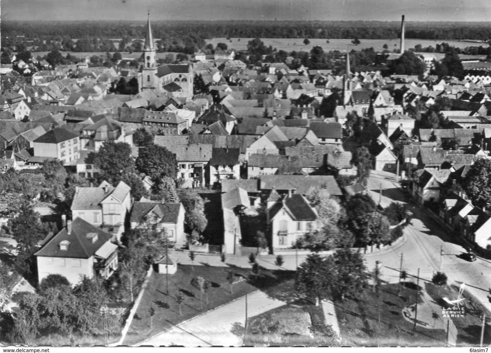 CPSM - ERSTEIN (67) - Vue Aérienne Sur Le Centre Du Bourg Dans Les Années 50 / 60 - Sonstige & Ohne Zuordnung