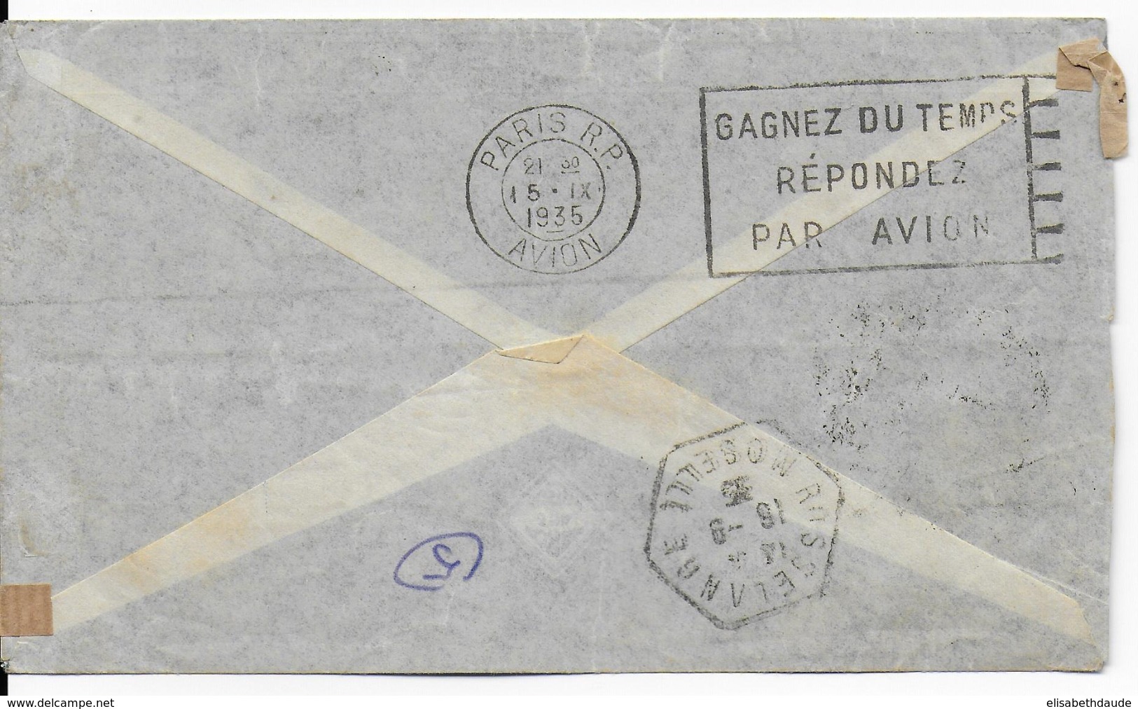 1935 - ARGENTINE - ENVELOPPE AIRMAIL CONDOR Pour ROSSELANGE (MOSELLE) - Brieven En Documenten