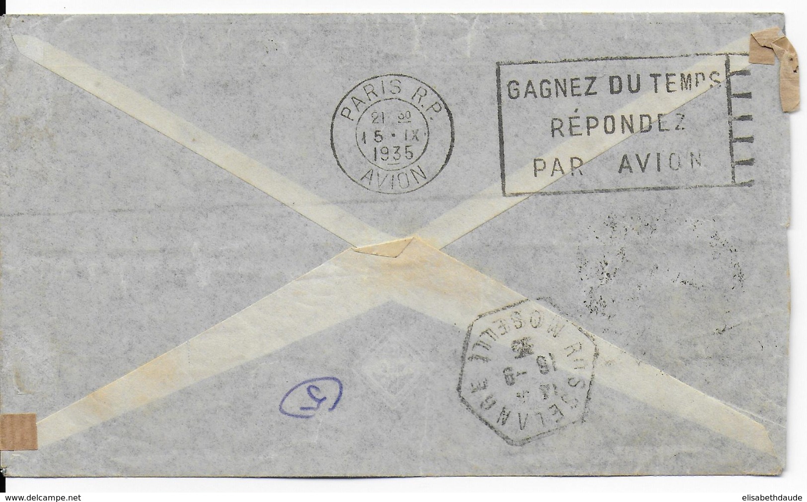 1935 - ARGENTINE - ENVELOPPE AIRMAIL CONDOR Pour ROSSELANGE (MOSELLE) - Covers & Documents