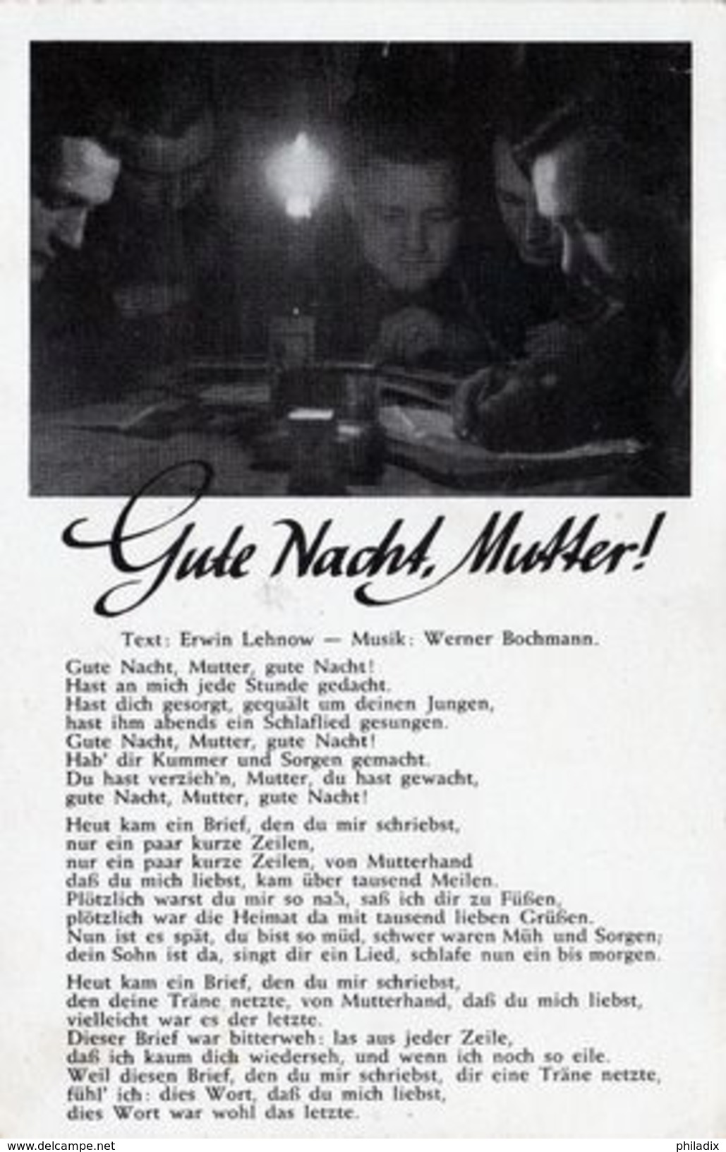 (1356) II. WK Liederkarte " Gute Nacht Mutter " (C-2) - Weltkrieg 1939-45