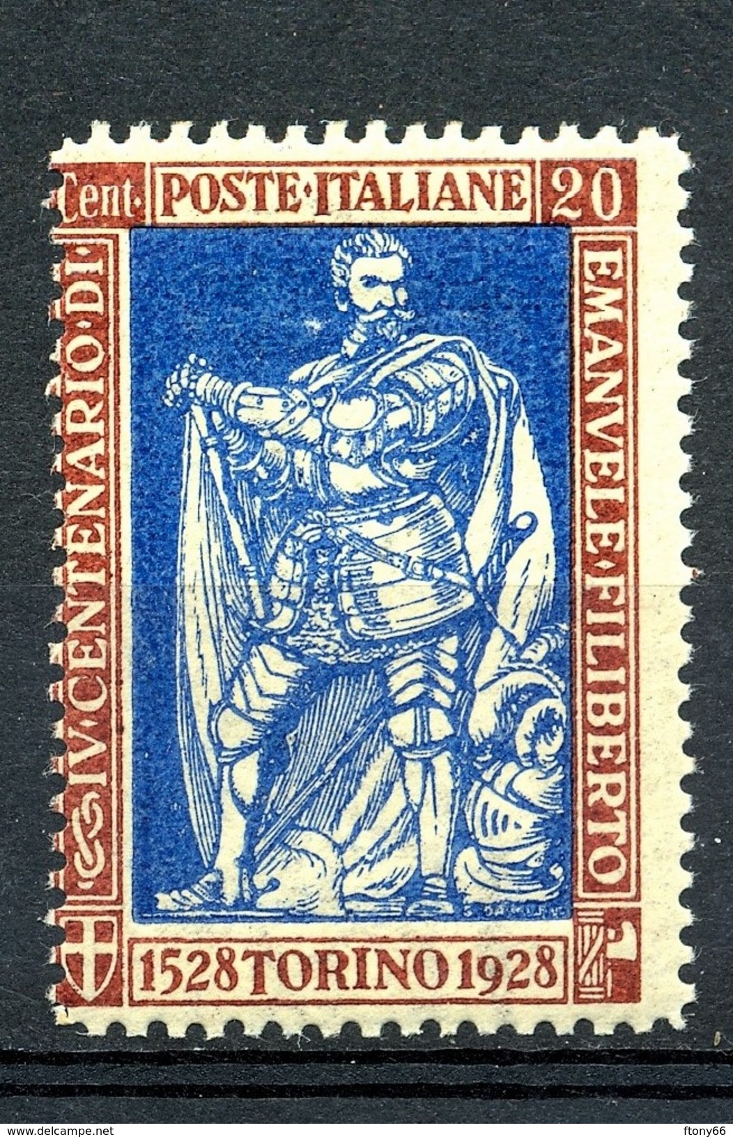 MIC 1928 Emanuele Filiberto 20 Cent Dent. 13 3/4  - Sassone Nr. 230 Nuovo MNH** - Nuovi