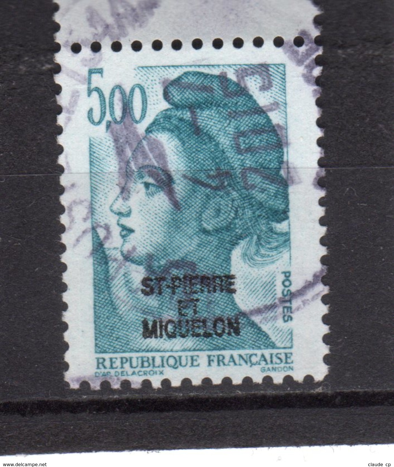 St Pierre & Miquelon--N°468-- 5.00 F Bleu-vet //Liberté De Gandon - Used Stamps