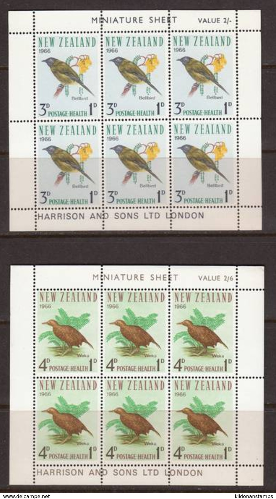 New Zealand 1966 Mini Sheets, Mint No Hinge, Sc# B71a-B72a - Blocchi & Foglietti