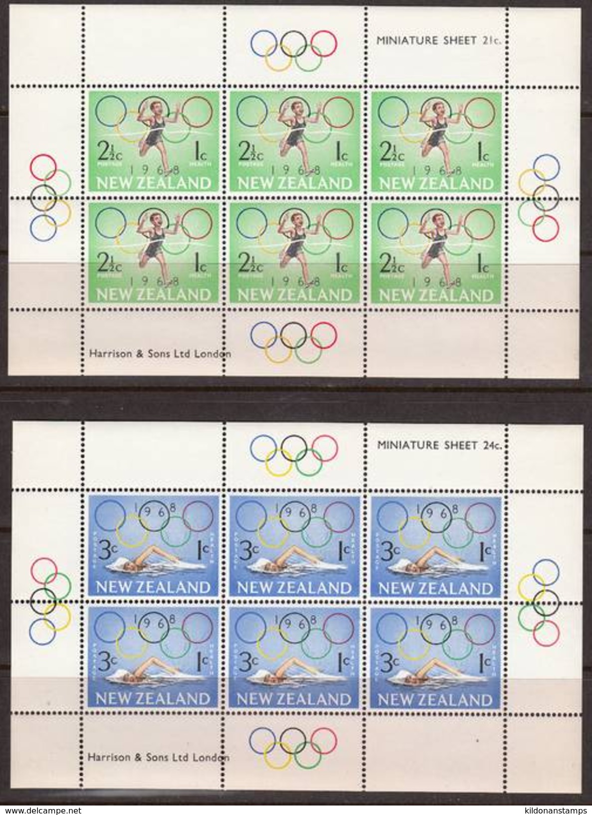 New Zealand 1968 Health, M/s, Mint No Hinge, Sc#B75a + B76a - Blocks & Sheetlets