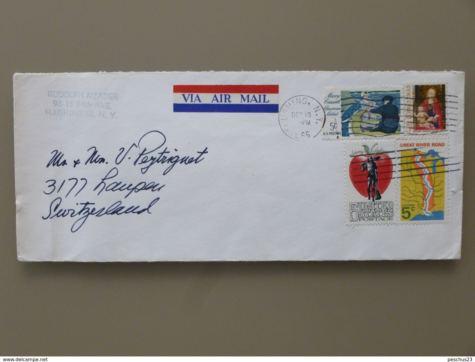 USA // 1966, Cover Sent To SWITZERLAND (cinderella At Back) - Covers & Documents