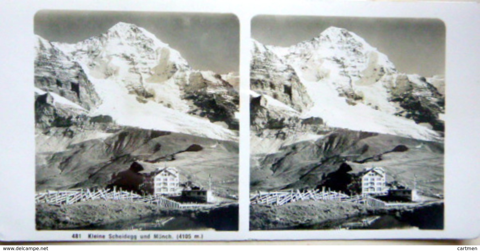 SUISSE SWISS SWITZERLAND KLEINE SCHEIDEGGUND MUNCH AND JUNGFRAU TROIS PHOTOS STEREOS 1900  ALPINISME  MONTAGNE  GLACIERS - Stereo-Photographie