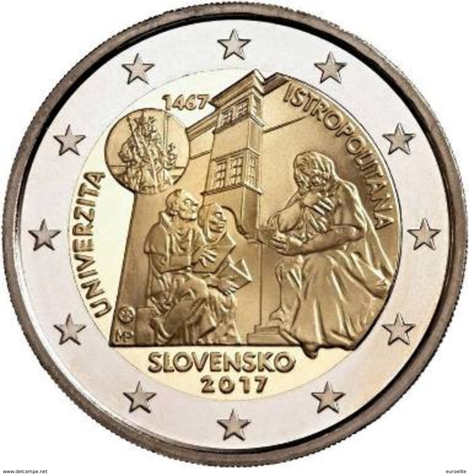 2 Euro Commemorativo Slovacchia 2017- &ldquo;550° Anniv. Accademia Istropolitana&rdquo; FDC- DA ROTOLO - Slovacchia