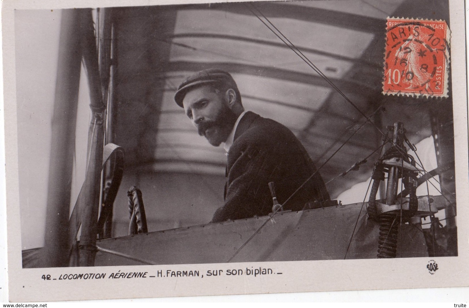 AVIATEUR H FARMAN SUR SON BIPLAN (CARTE PHOTO) - Aviatori