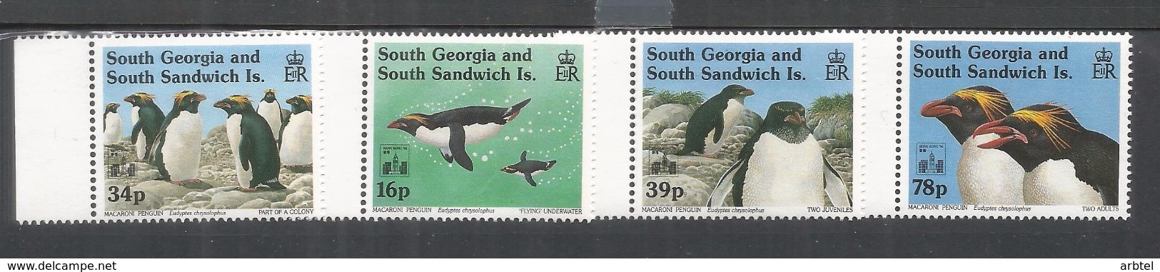 SOUTH GEORGIA PINGÜINOS PENGUIN AVE CON SOBRECARGA ESPECIAL HONG KONG 94 - Faune Antarctique