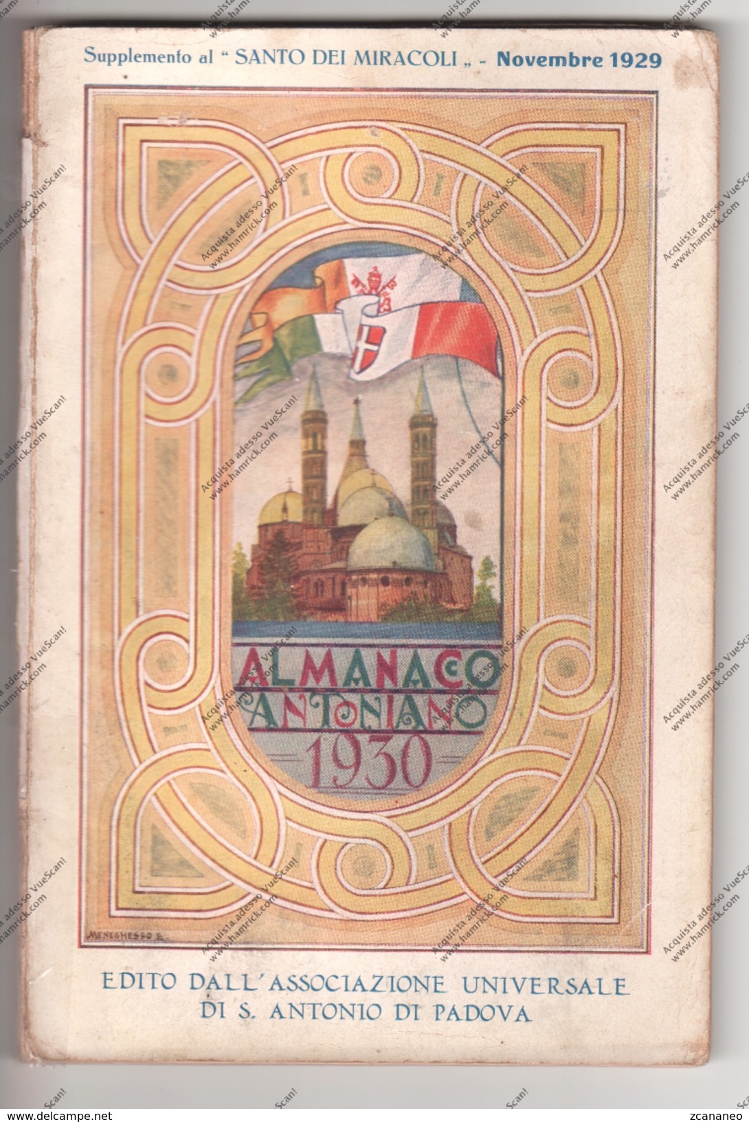 ALMANACCO ANTONIANO DEL 1930 EDITO DALL'ASSOCIAZIONE UNIVERSALE DI S. ANTONIO DI PADOVA - - Santini