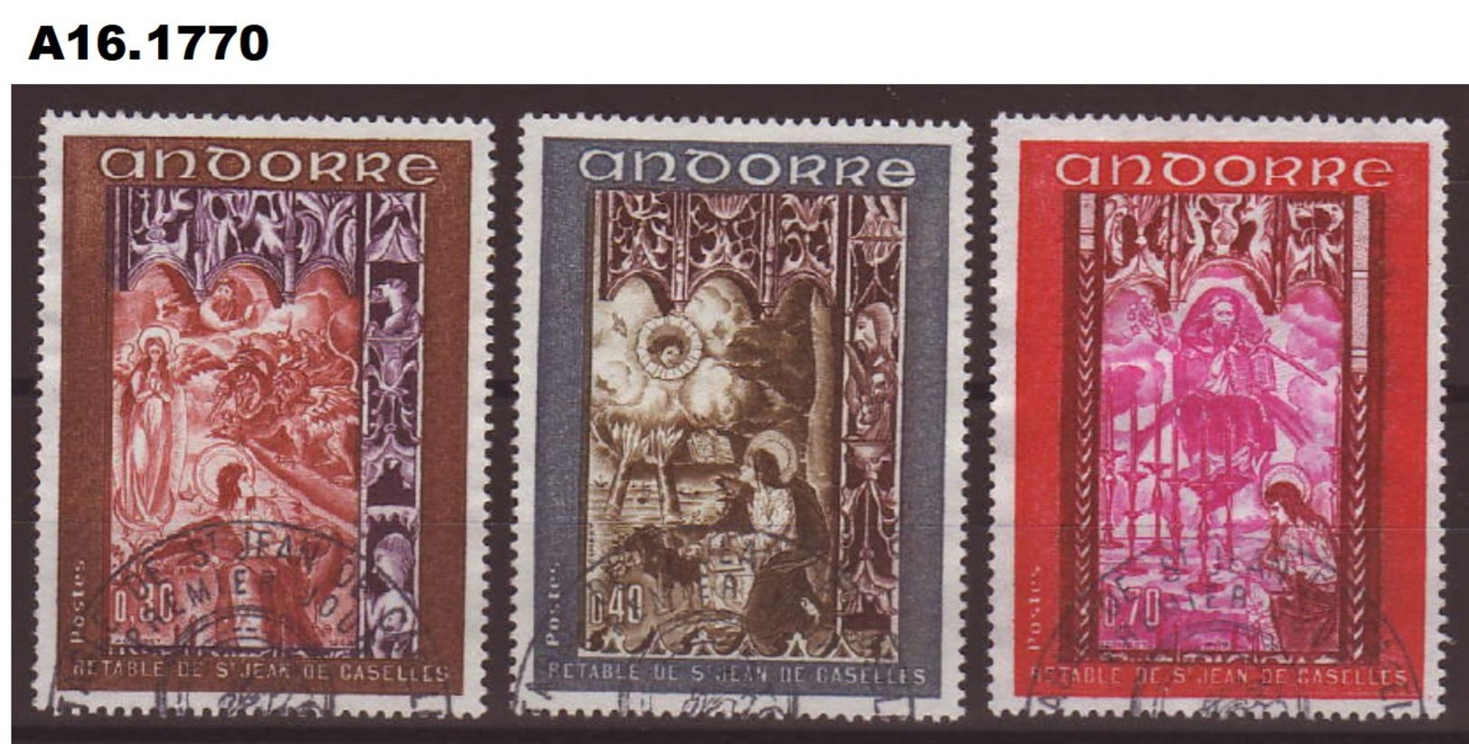 Andorre (F), 1969, Mi 218-220, Fresques  -  OBL  -  (int_A-161770) - Used Stamps