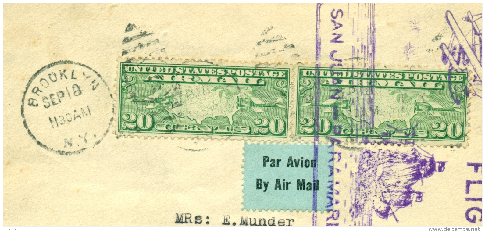 Suriname - 1929 - First Flight San Juan - Paramaribo  - PAA Uitbreiding Van De FAM-6 Lijn - Suriname ... - 1975