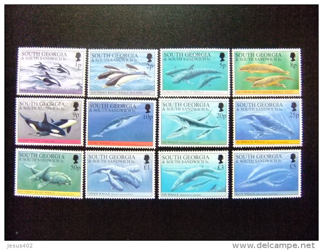 SOUTH GEORGIA - SOUTH SANDWICH ISLANDS 1994 FAUNE BALEINES Et DAUPHINS Yvert N &ordm; 235 / 246 ** MNH - Georgias Del Sur (Islas)