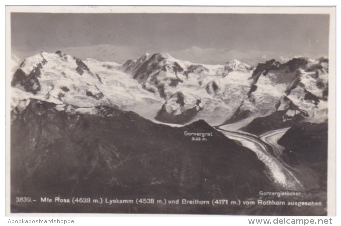 Switzerland Mt Rosa Lyskamm Und Breithorn Vom Rothorn Ausgesehen 1923 Real Photo - Sonstige & Ohne Zuordnung