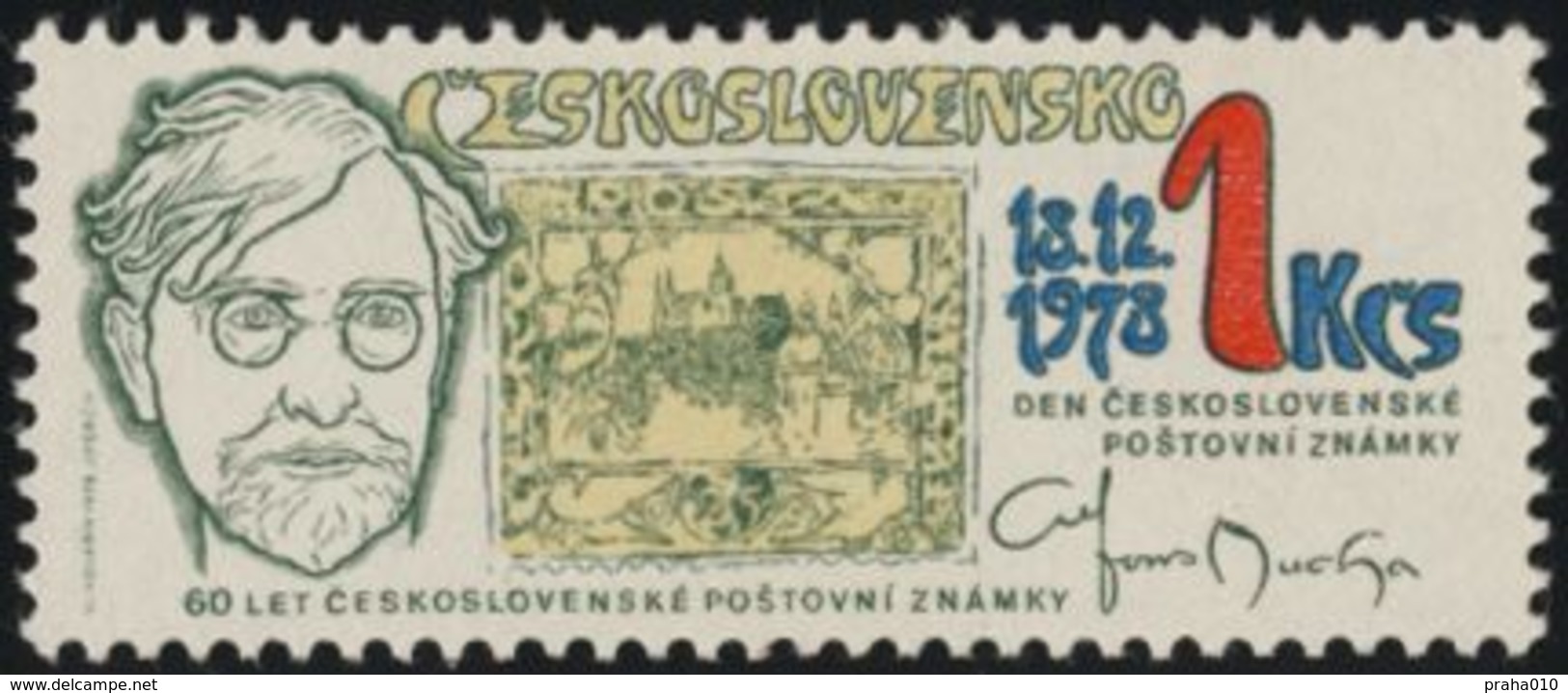 Czechoslovakia / Stamps (1978) 2355: Day Of Czechoslovak Postage Stamps; Alphonse Mucha (1860-1939) Stamps "Hradcany" - Unused Stamps