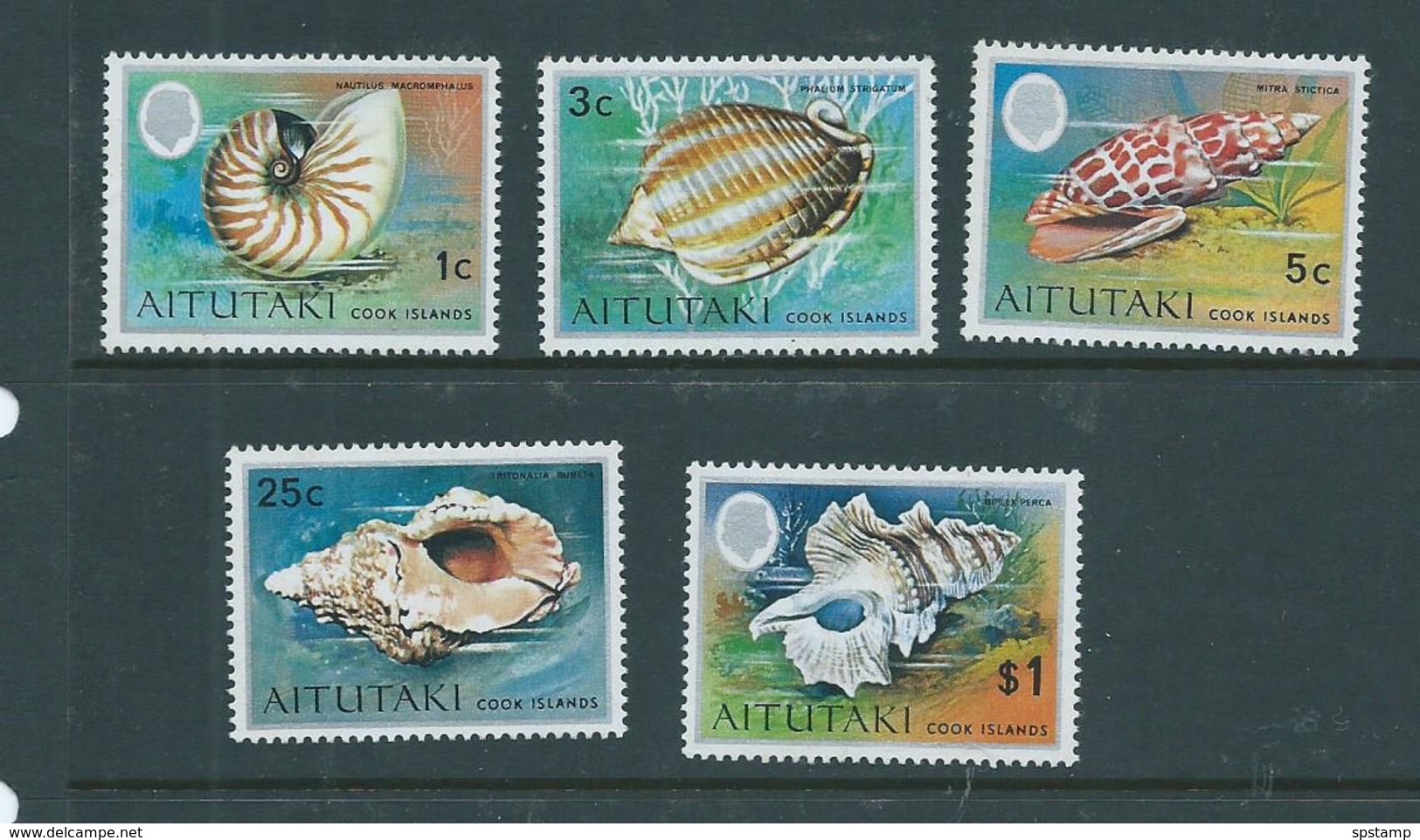 Aitutaki 1974 Shell Definitives 5 Values To $1 MNH - Aitutaki