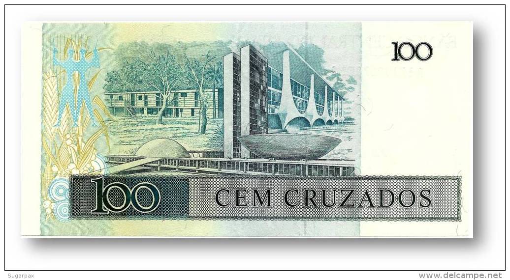 BRASIL - 100 CRUZADOS - ND ( 1987 ) - P 211.c - UNC. - Serie 1713 - Sign. 25 - Juscelino Kubitschek - Brasil