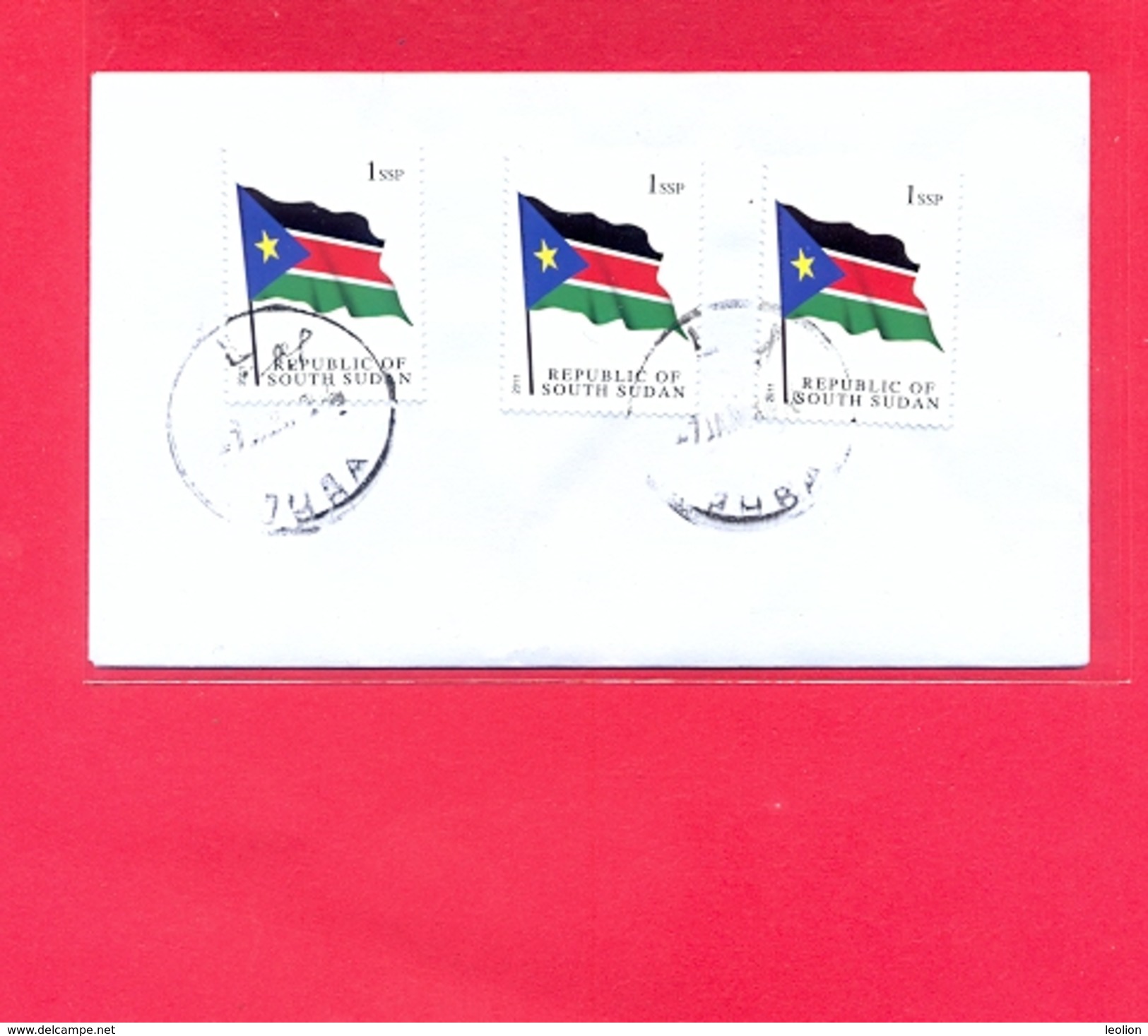 SOUTH SUDAN - Cover With 3x 1 SSP National Flag (1st Set) - #208 Südsudan Soudan Du Sud - South Sudan