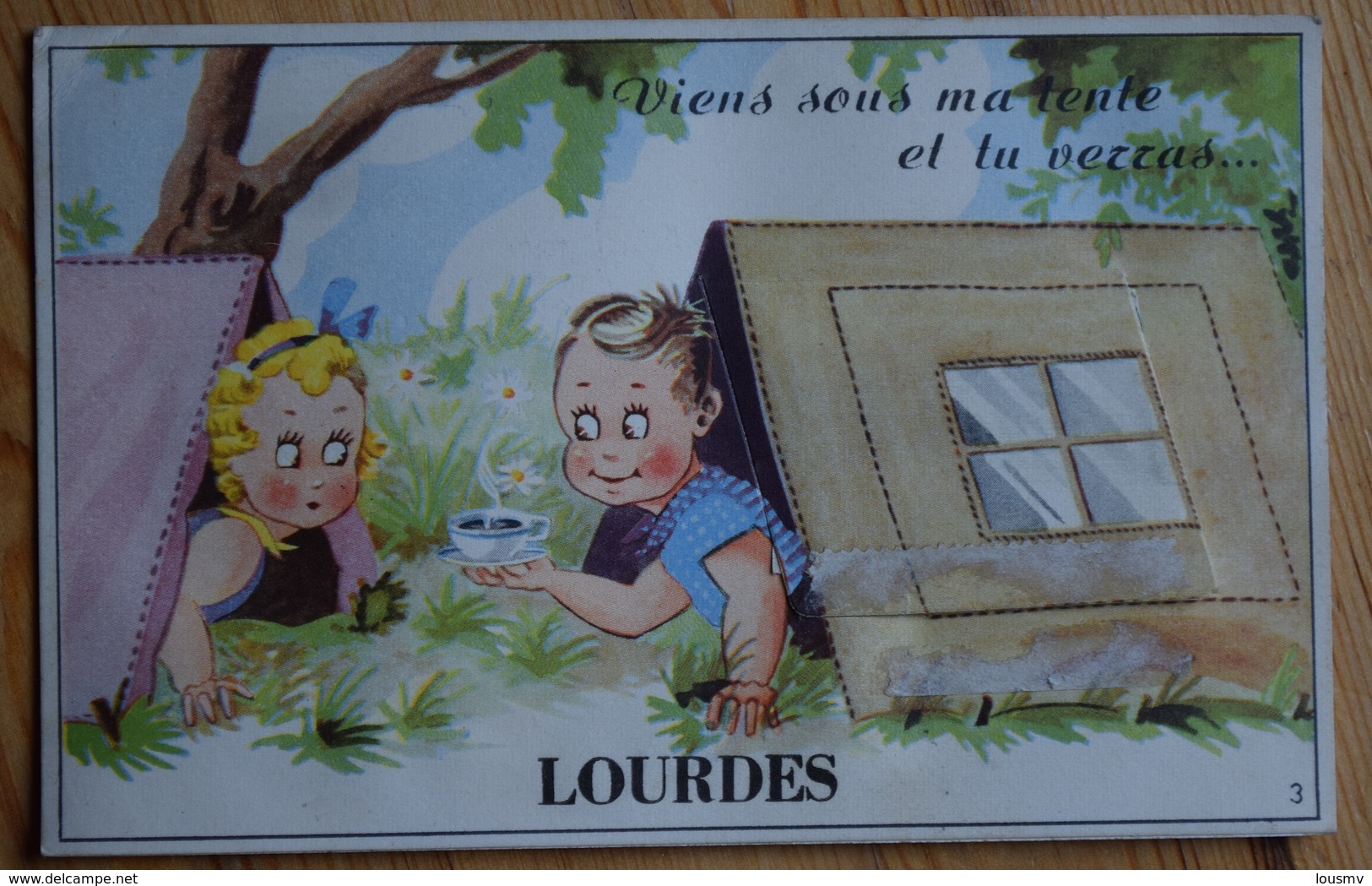 65 : Lourdes - Carte à Système : Dépliant 10 Vues - Viens Sous Ma Tente Et Tu Verras - Fantaisie - Enfants - (n°7402) - Lourdes