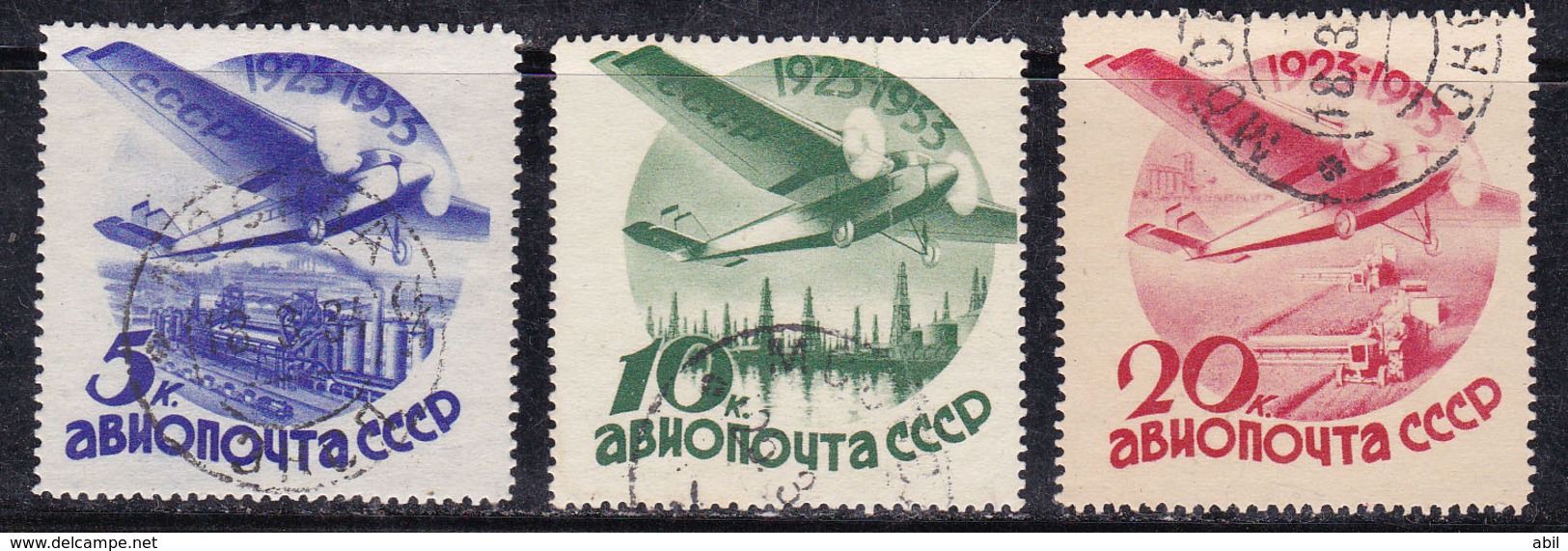 Russie 1934 N° Y&T : PA. 41 à 43 Obl. - Gebruikt